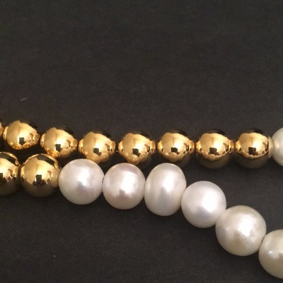 HIP-HOP Necklace - PEARLS & STAINLESS STEEL - Picture 4 of 6